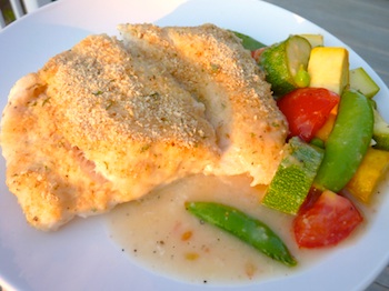 Photo of easy baked cod and veggies with lemon butter sauce