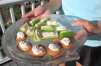 Photo of Easy appetizers with smoked salmon spread being served / www.super-seafood-recipes.com